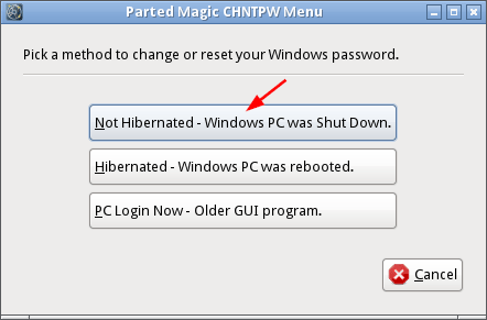 「Not Hibernated–Windows PC was Shut Down」をクリックします