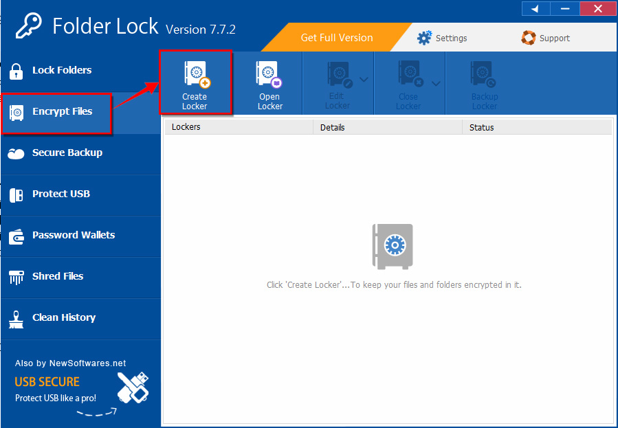 「Encrypt Files」-「Create Locker」をクリックします